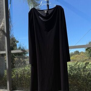 Chic Long Sleeve Black velour Dress